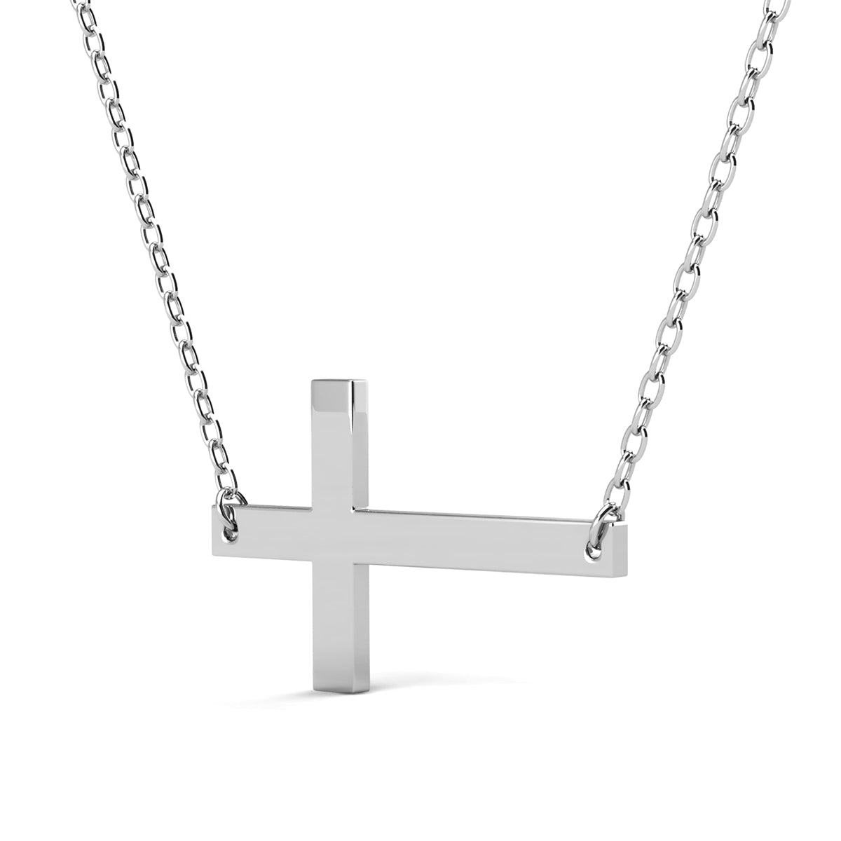 Nancy 18k White Gold Plated Cross Necklace & Blessed by Faith Pink Envelope Card