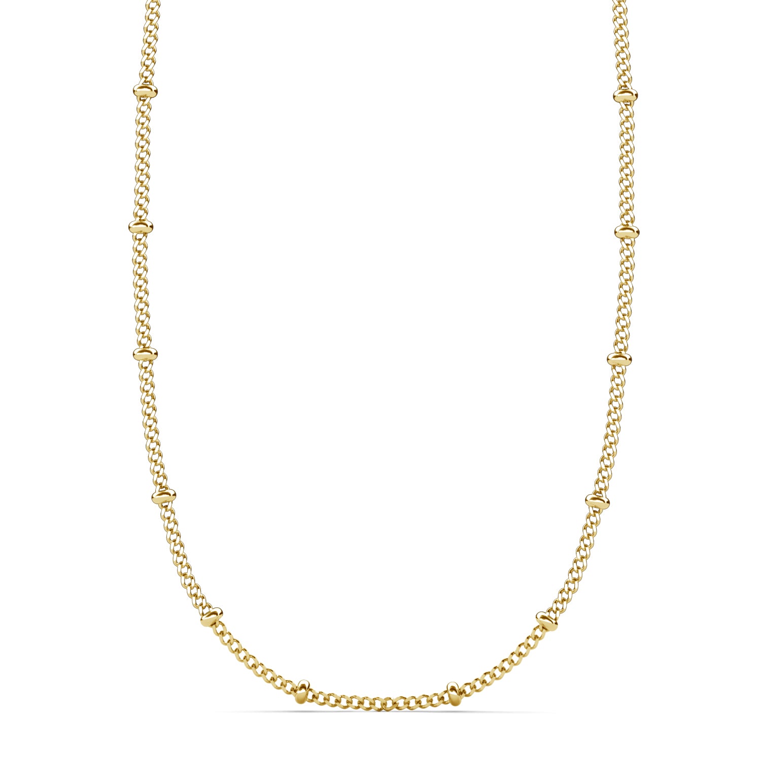 Pria 18k White Gold Plated Bead Station Chain Necklace