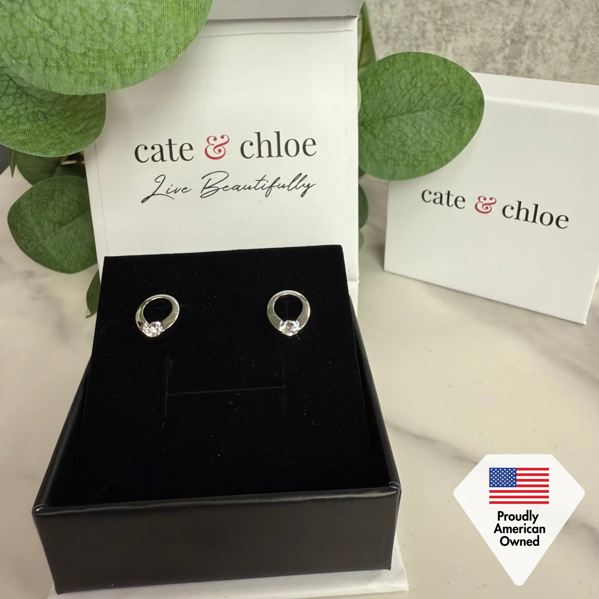 Dahlia 18k White Gold Plated 12mm Hoop Earrings with Swarovski Crystal — Fab Fav Sale