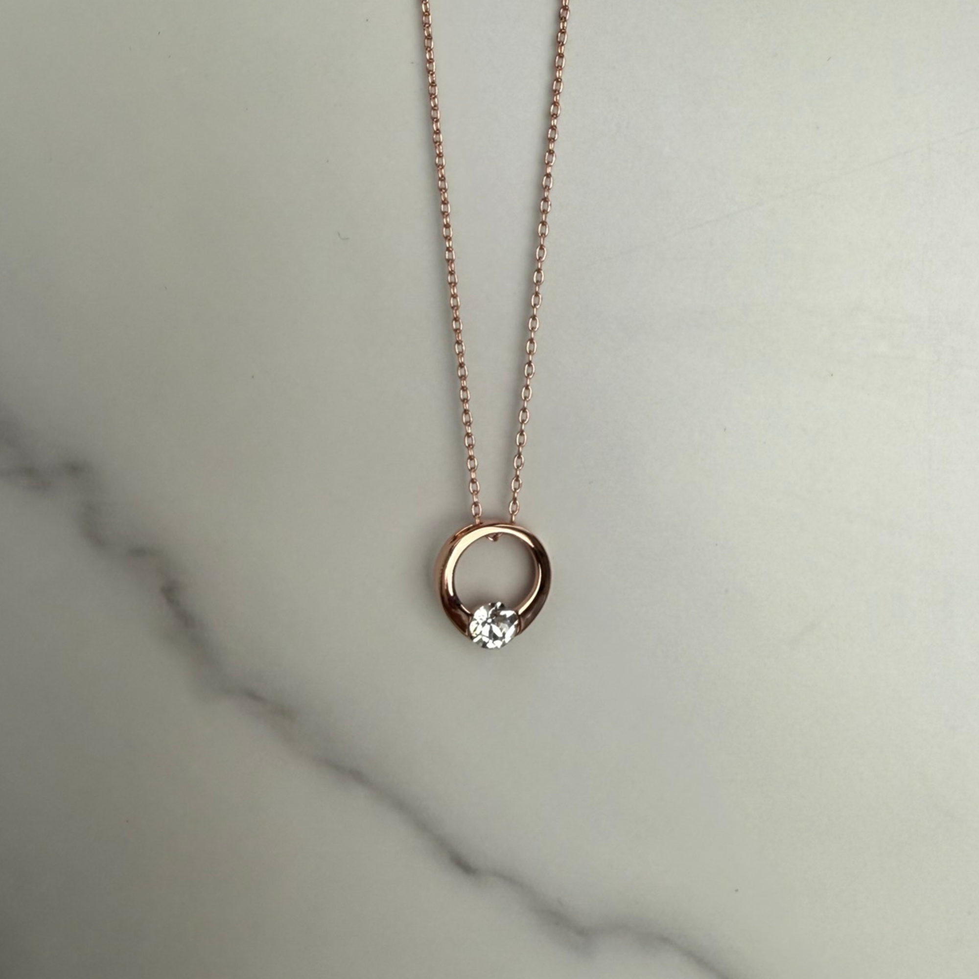 Dahlia 18k White Gold Plated 13mm Hoop Necklace with Swarovski Crystal - FAB FAV