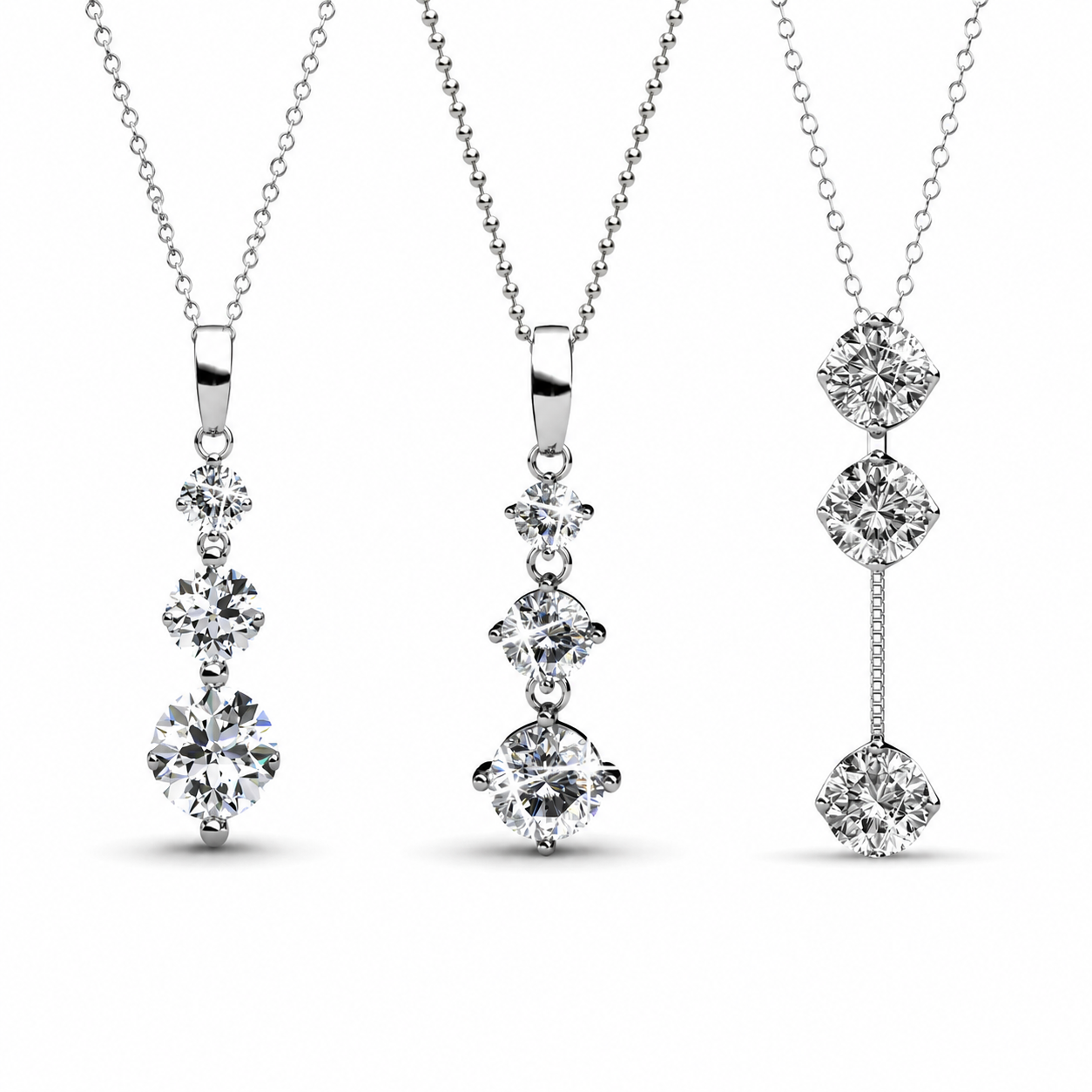 Delilah, Willow, Sloane 18k White Gold Plated Necklace for Women (Set of 3)
