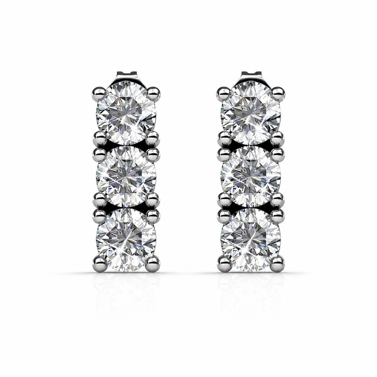 Eliana 18k White Gold Plated Stud Earrings with Swarovski Crystals