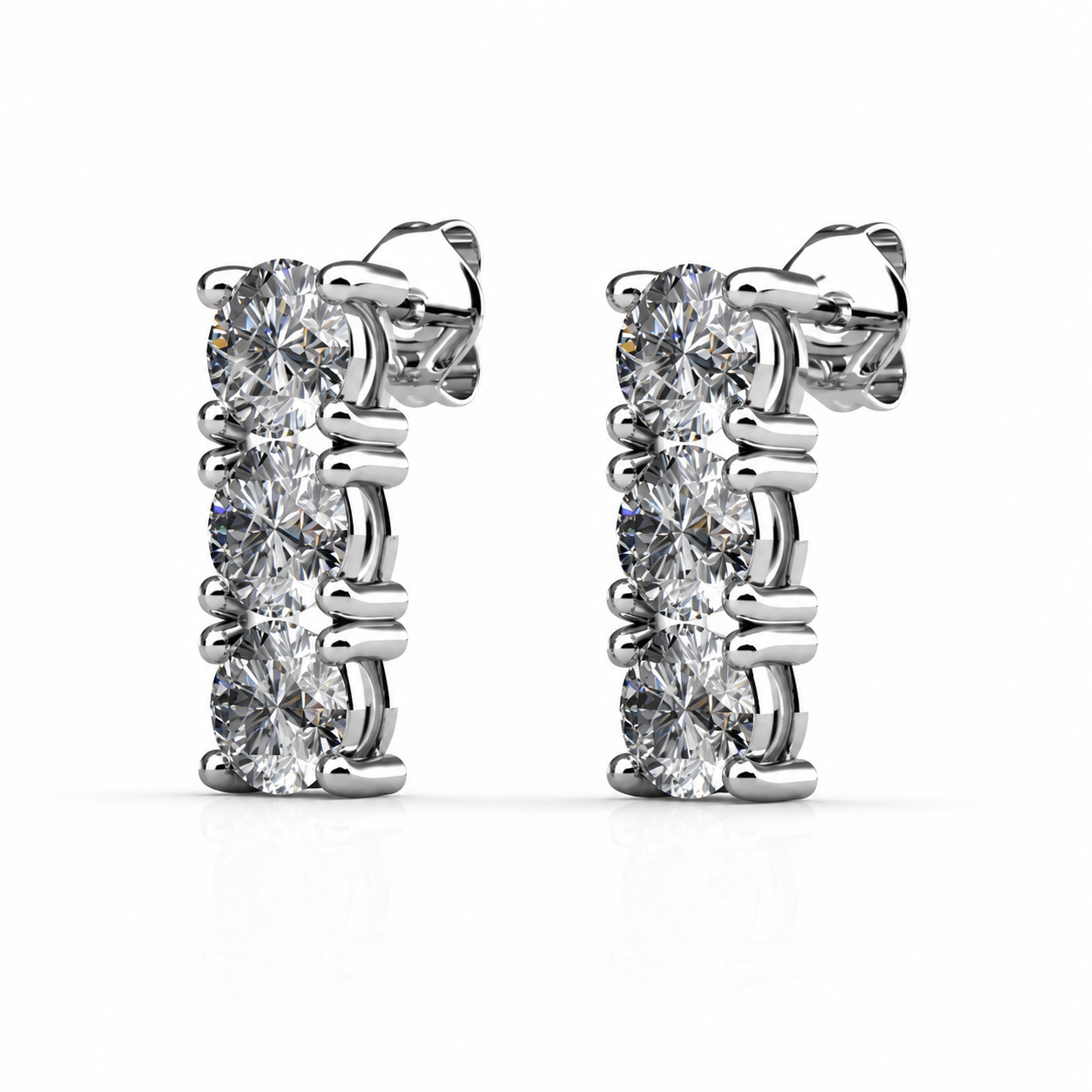 Eliana 18k White Gold Plated Stud Earrings with Swarovski Crystals