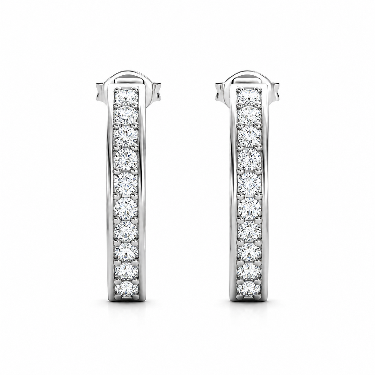 Erin 18k White Gold Plated Half Hoop Earrings with Swarovski Crystals