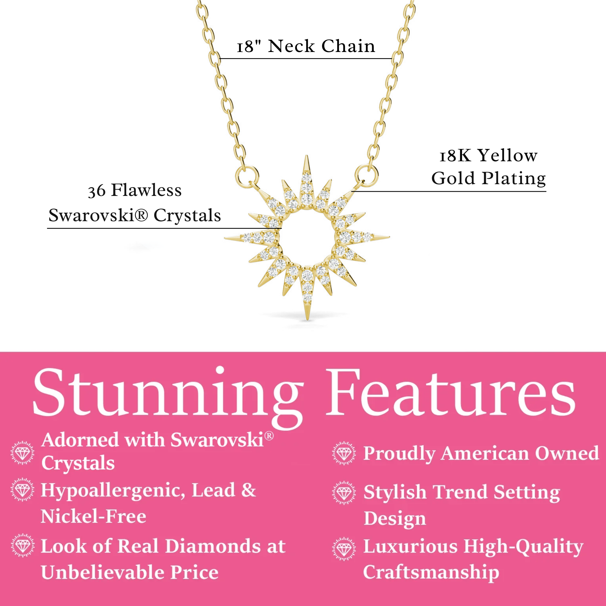 Evie 18k White Gold Plated Necklace with Swarovski Crystals