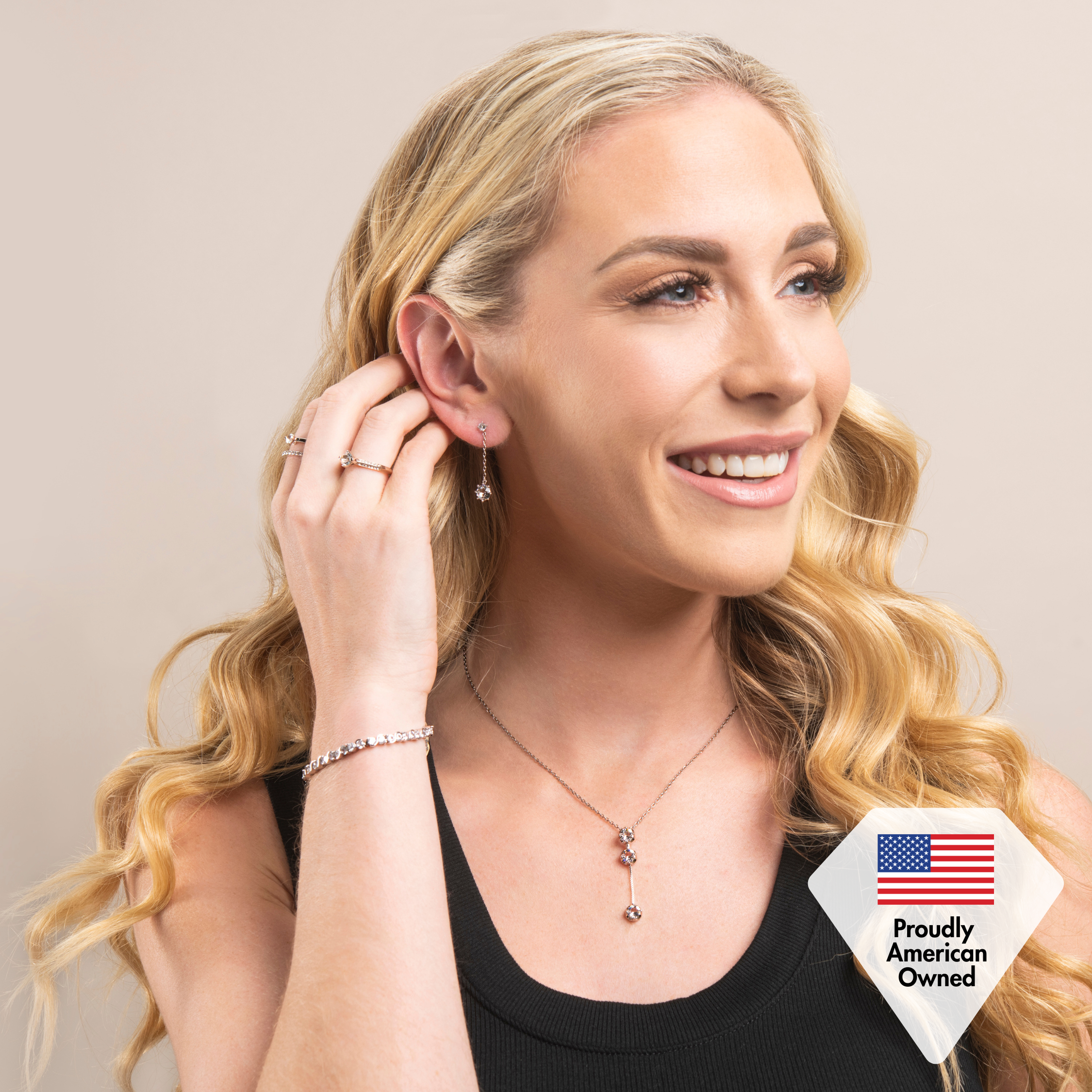 Ezra 18k White Gold Plated Infinity Tennis Bracelet with Simulated Diamond Crystals