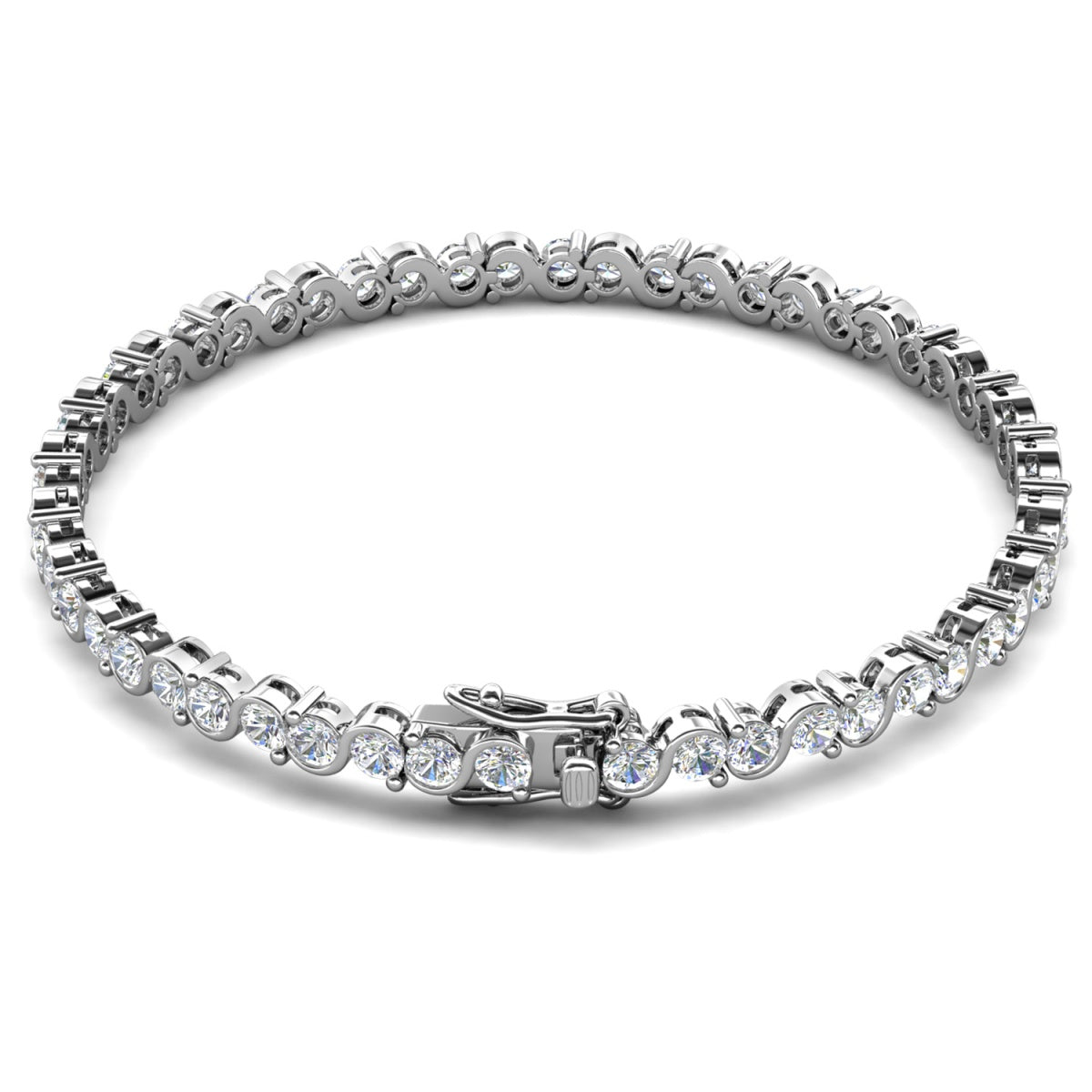 Ezra 18k White Gold Plated Infinity Tennis Bracelet & Strength and Peace Boho Card