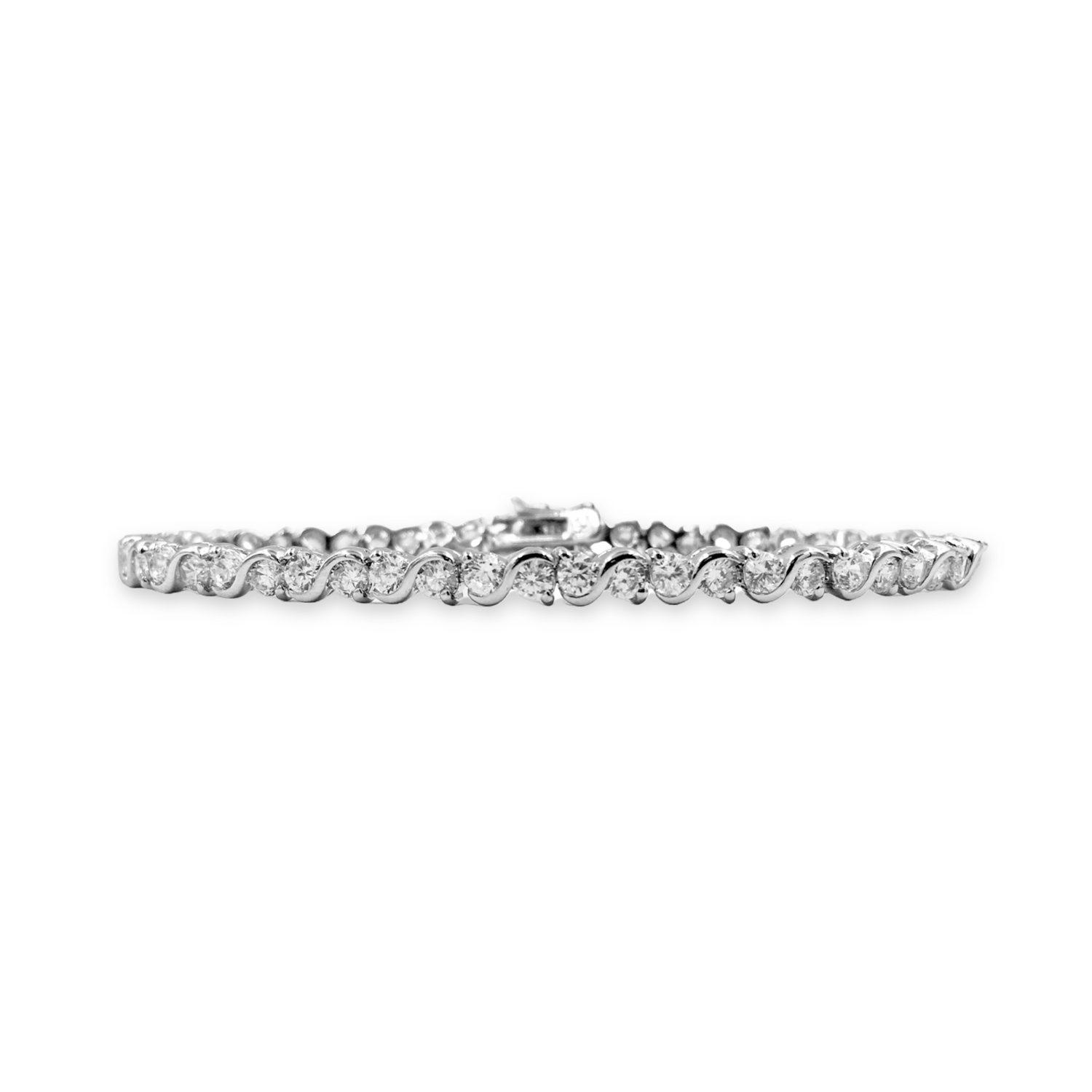 Ezra 18k White Gold Plated Infinity Tennis Bracelet with Simulated Diamond Crystals