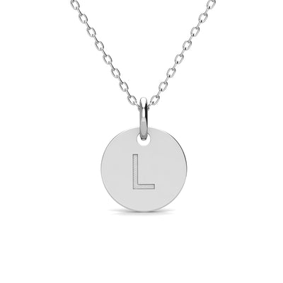 Summer Collection 18k White Gold Plated Engraved Initial Letter Pendant Necklace - L