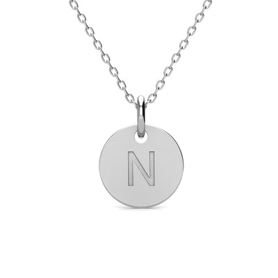 Summer Collection 18k White Gold Plated Engraved Initial Letter Pendant Necklace - N