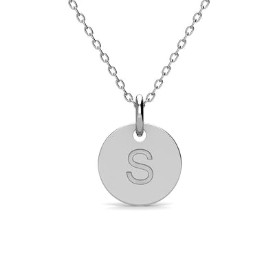 Summer Collection 18k White Gold Plated Engraved Initial Letter Pendant Necklace - S