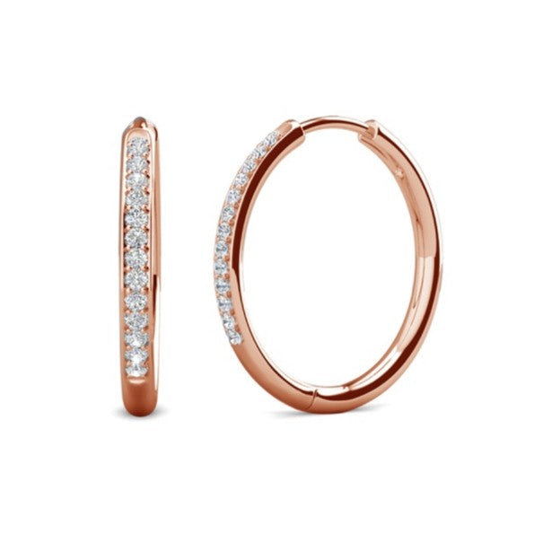 Bianca 18k White Gold Plated 25mm Silver Hoop Earrings with Swarovski Crystals