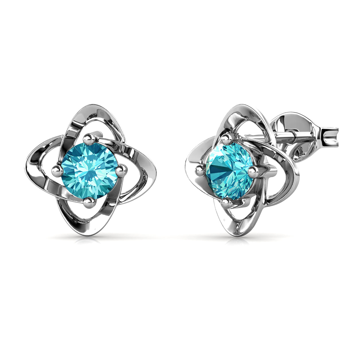 Infinity 18k White Gold Plated Birthstone Flower Earrings with Swarovski Crystals