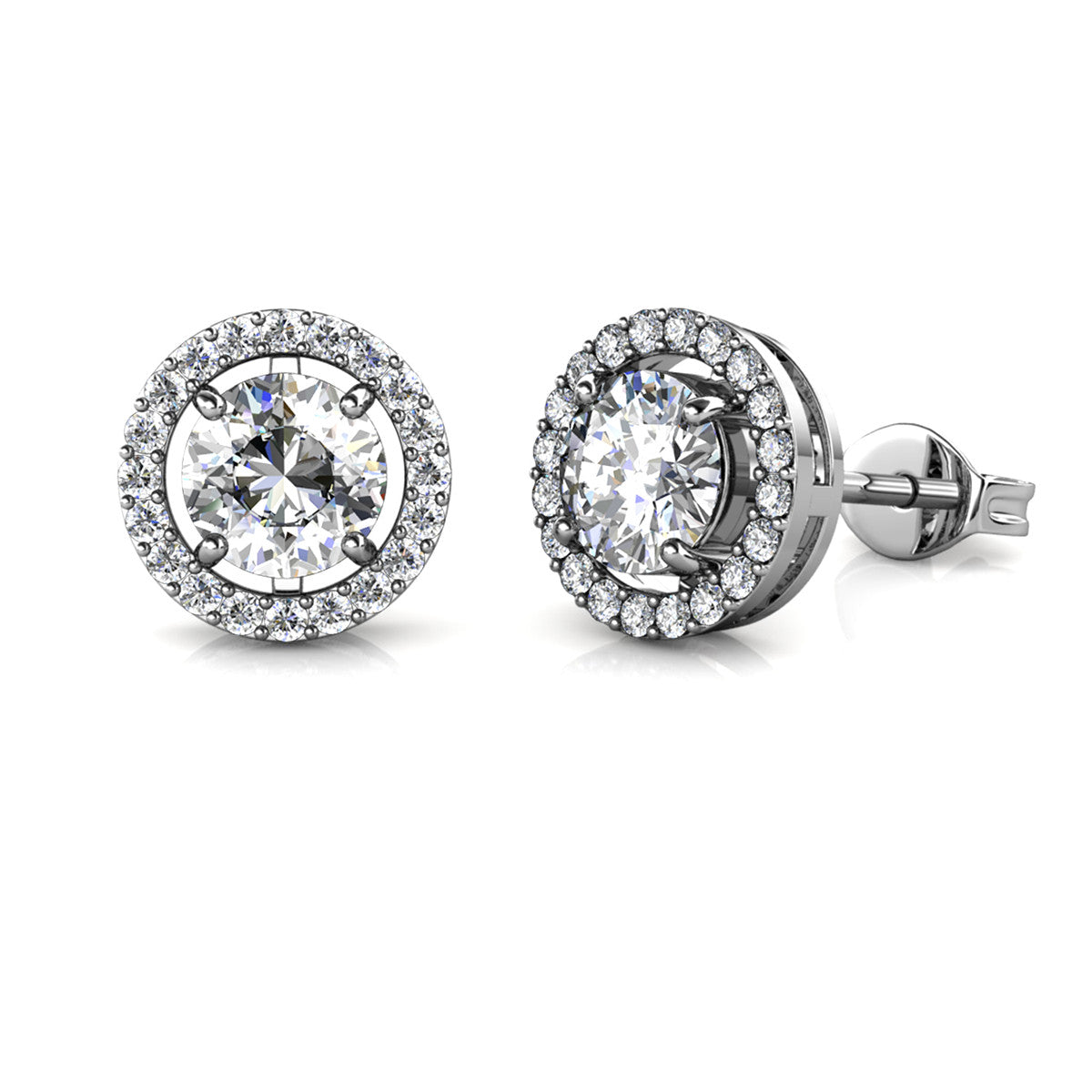 Moissanite by Cate & Chloe Kailani Sterling Silver Stud Earrings with Moissanite and 5A Cubic Zirconia Crystals
