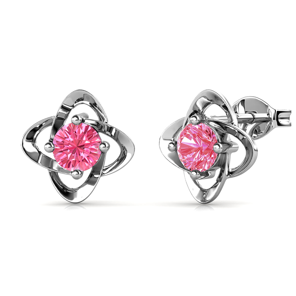 Infinity 18k White Gold Plated Birthstone Flower Earrings with Swarovski Crystals