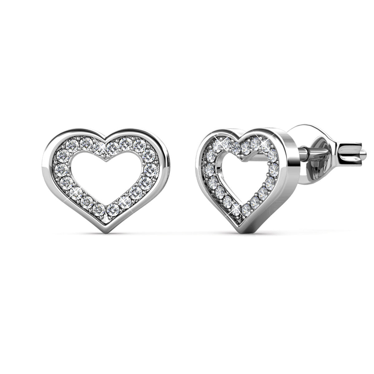 Dominique 18k White Gold Plated Silver Heart Necklace and Earring Set with Swarovski Crystals