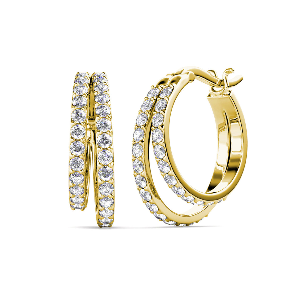 Corina 18k White Gold Plated Hoop Earrings with Swarovski Crystals for Women