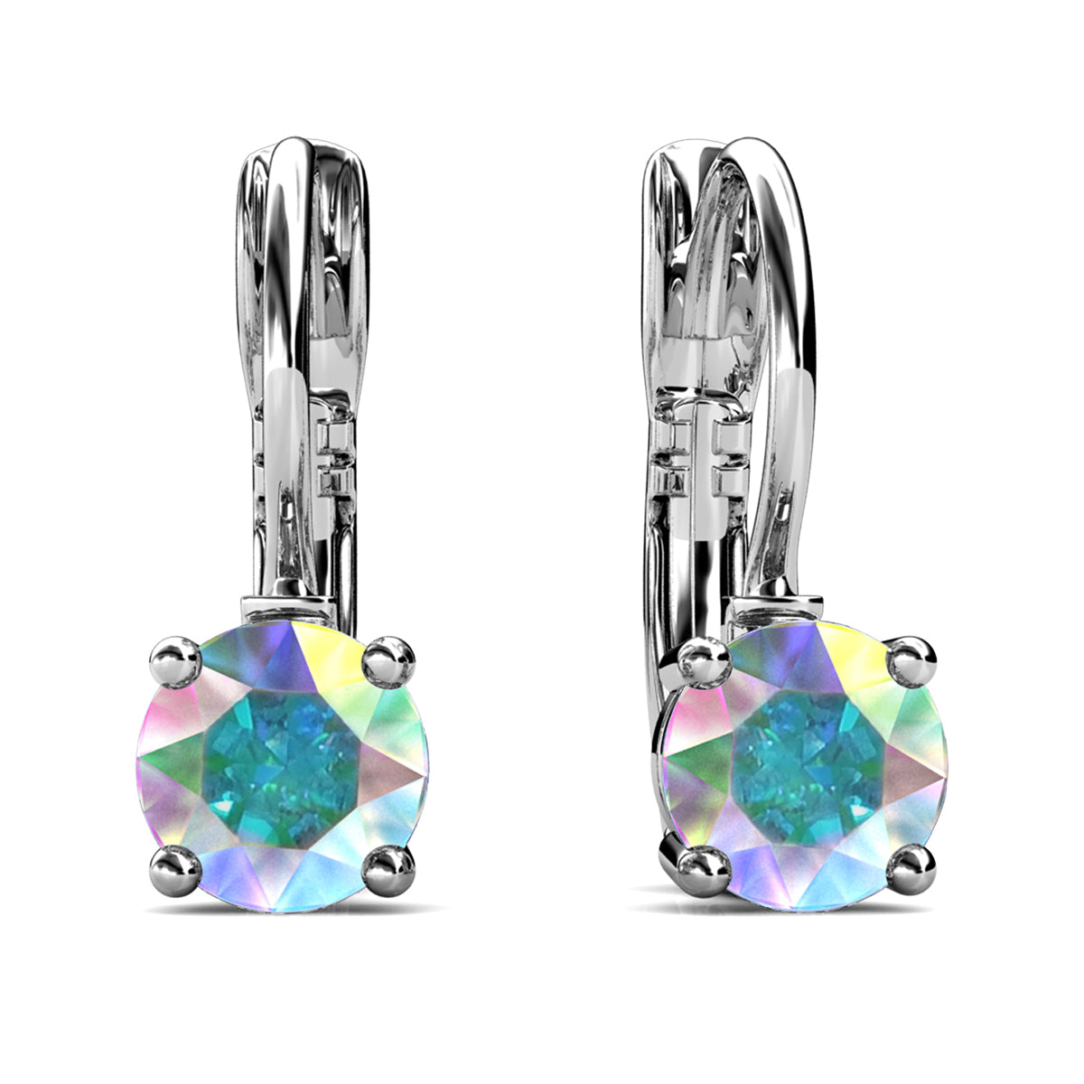 Lyric 18k White Gold Plated Drop Earrings with Swarovski Crystals