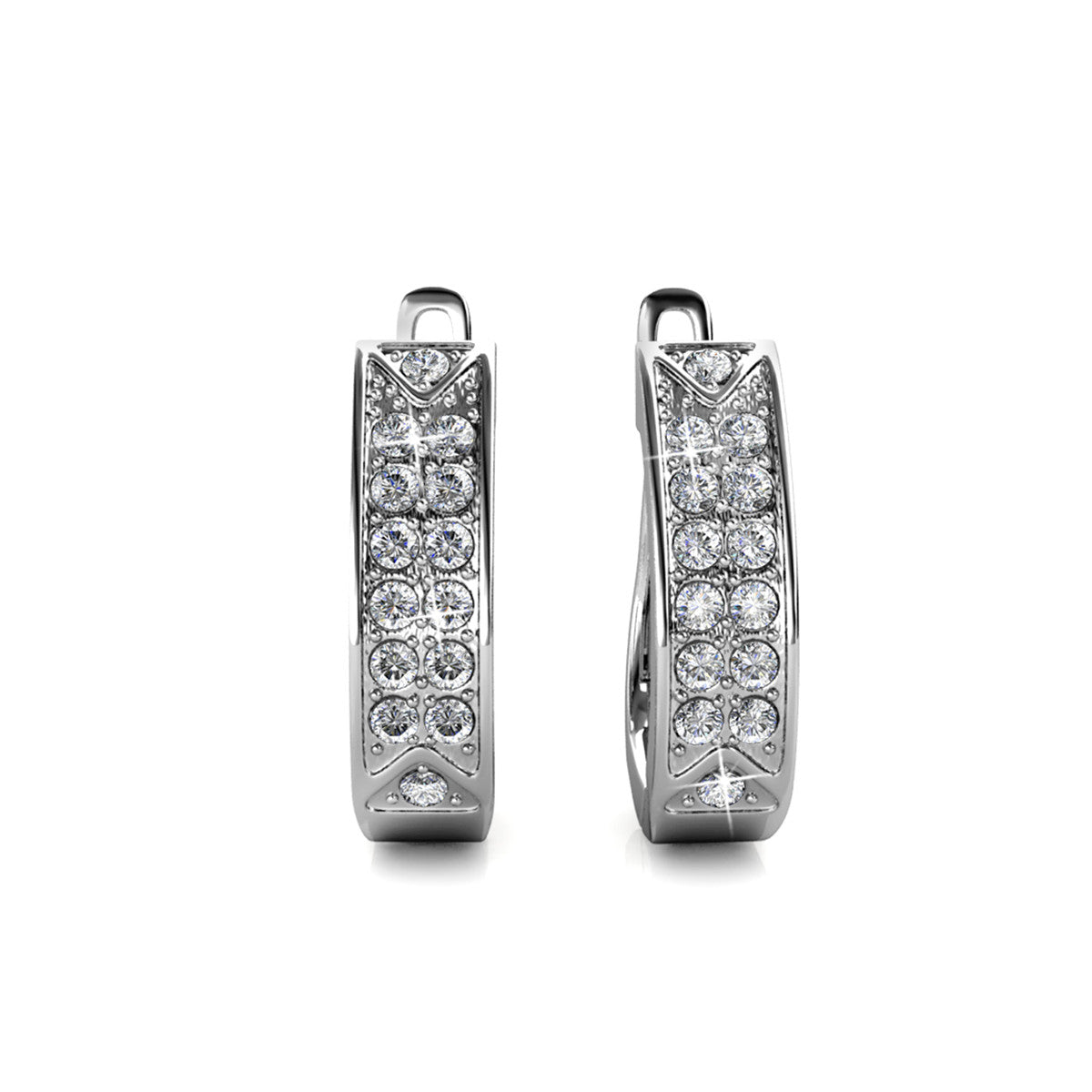 Sawyer 18k White Gold Plated Crystal Hoop Earrings with Swarovski Crystals for Women