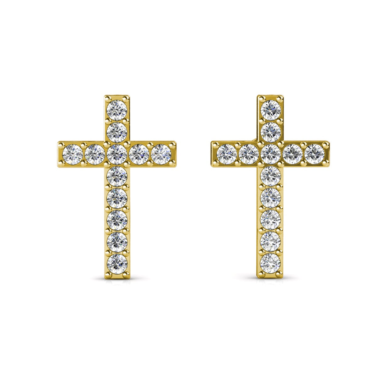 Nayeli 18k White Gold Plated Silver Cross Stud Earrings with Swarovski Crystals