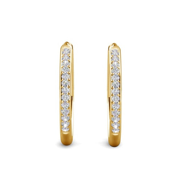 Bianca 18k White Gold Plated 25mm Silver Hoop Earrings with Swarovski Crystals