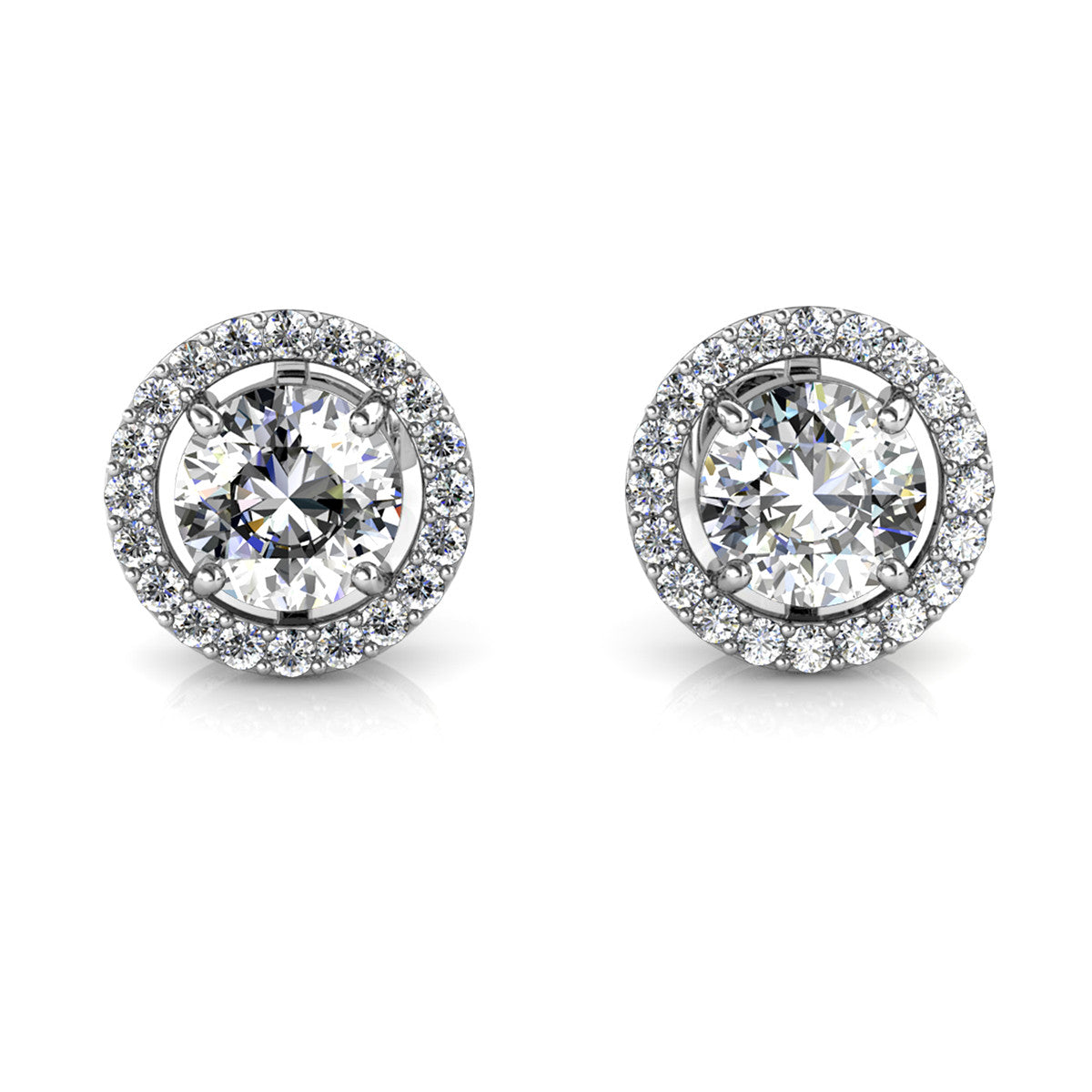 Moissanite by Cate & Chloe Kailani Sterling Silver Stud Earrings with Moissanite and 5A Cubic Zirconia Crystals