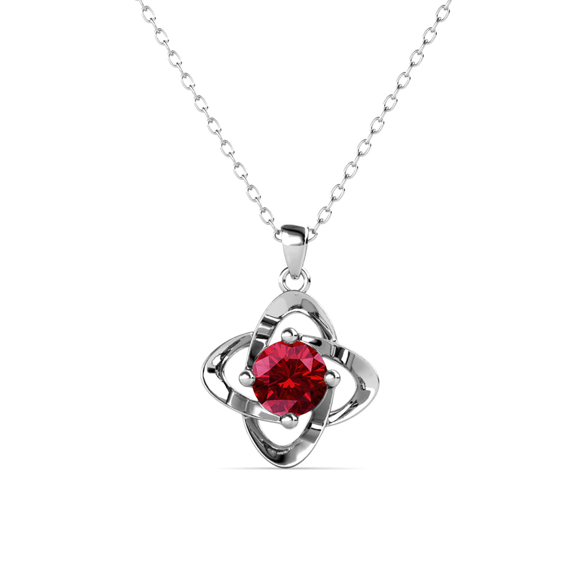 Infinity 18k White Gold Plated Birthstone Flower Necklace with Swarovski Crystal