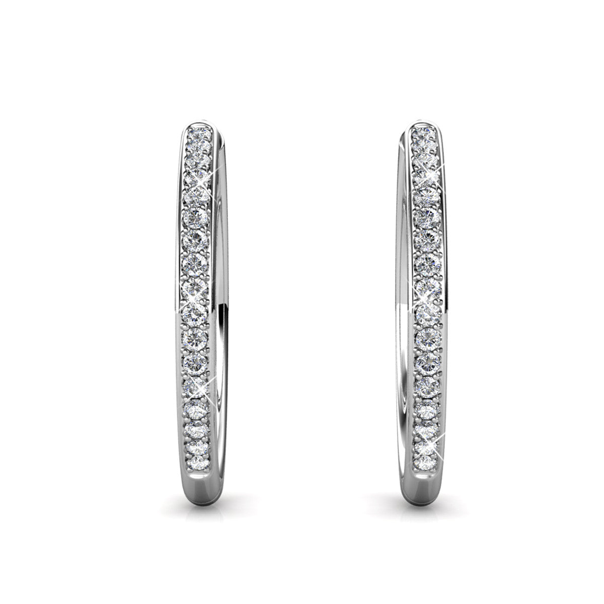 Leslie 18k White Gold Plated Hoop Earrings for Women with Swarovski Crystals