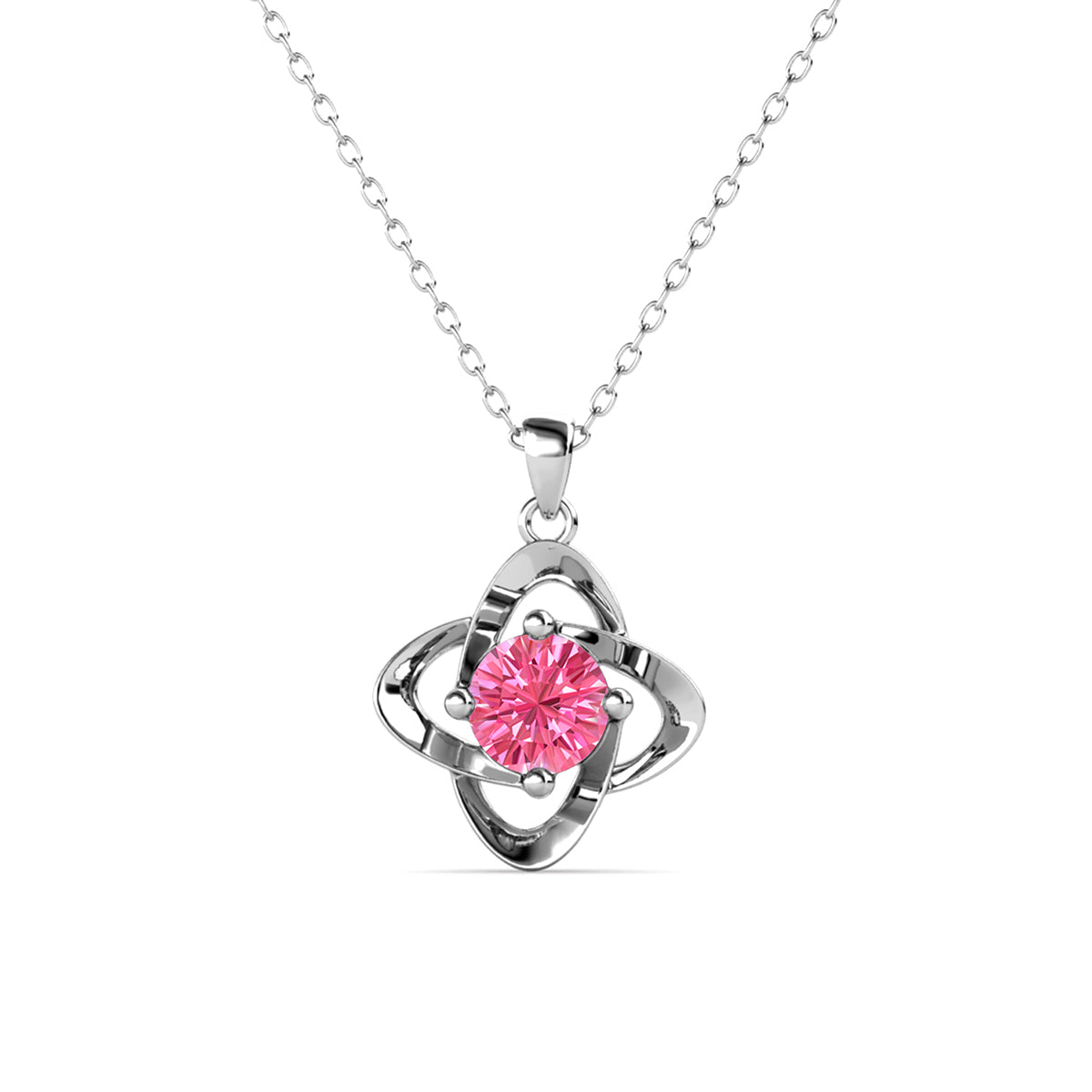 Infinity 18k White Gold Plated Birthstone Flower Necklace with Swarovski Crystal