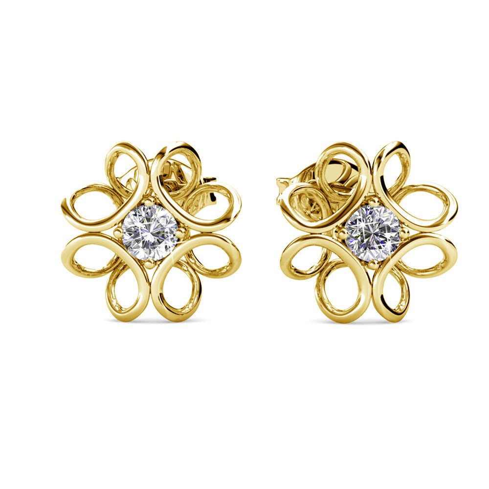 Alexis 18k White Gold Plated Flower Earring and Necklace Set with Swarovski Crystals