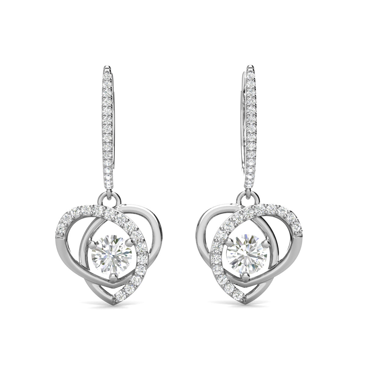 Moissanite by Cate & Chloe Naomi Sterling Silver Drop Earrings with Moissanite and 5A Cubic Zirconia Crystals