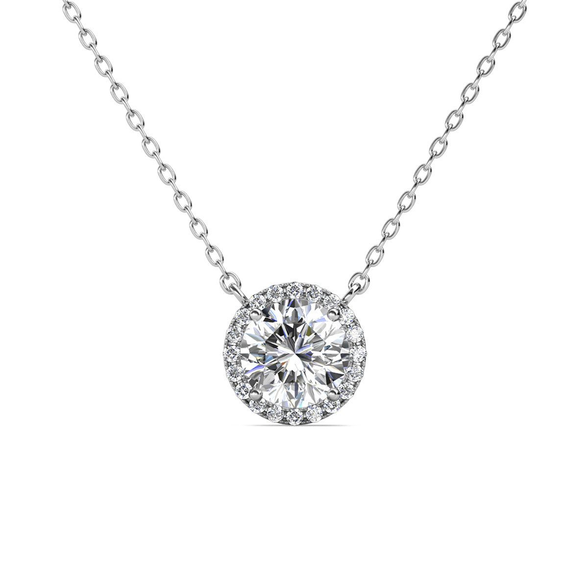 Moissanite by Cate & Chloe Sutton Sterling Silver Necklace with Moissanite and 5A Cubic Zirconia Crystals