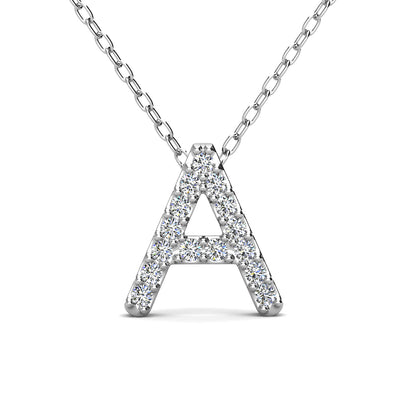 Ethereal Collection 18k White Gold Plated Initial Letter Pendant Necklace with Swarovski Crystals