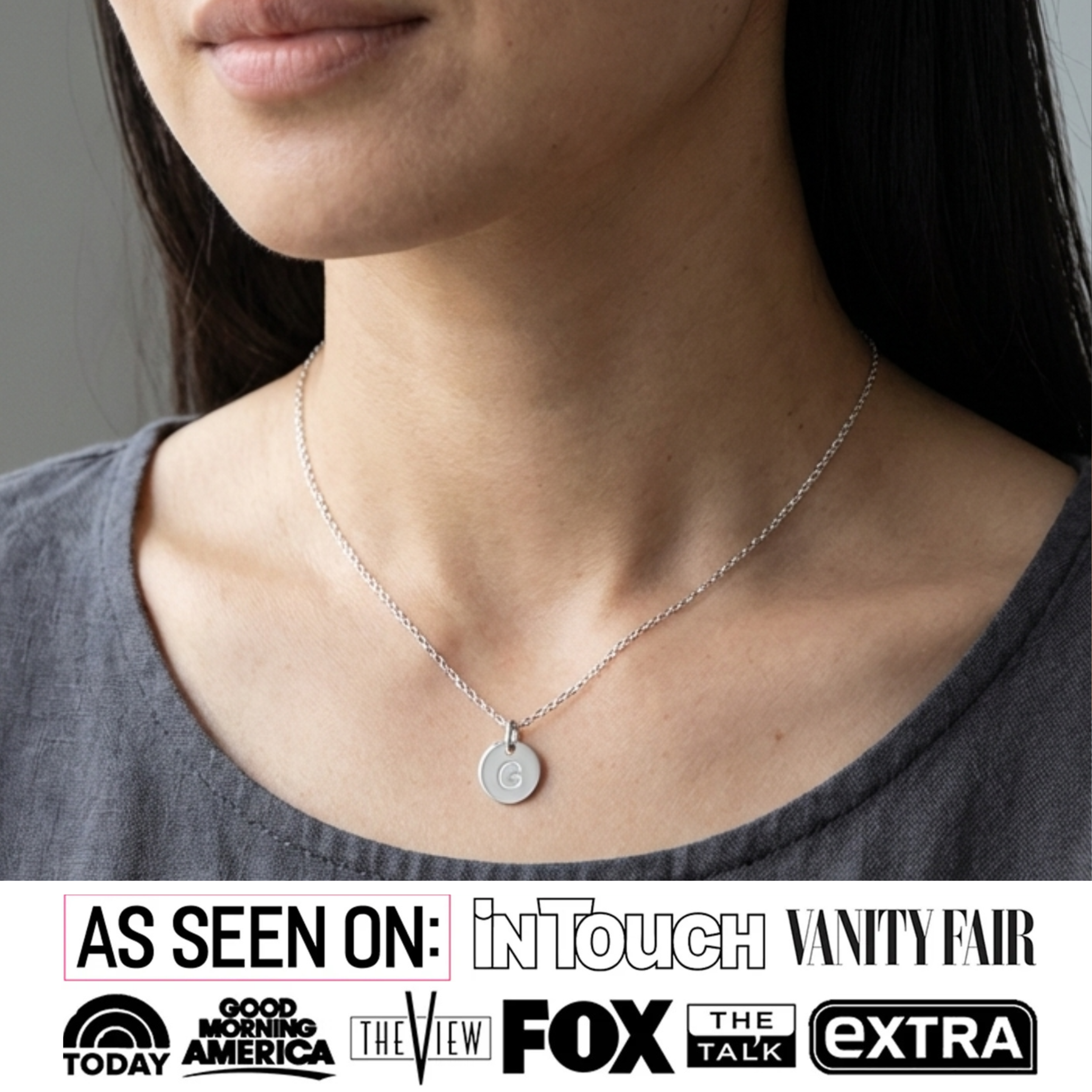 Summer Collection 18k White Gold Plated Engraved Initial Letter Pendant Necklace