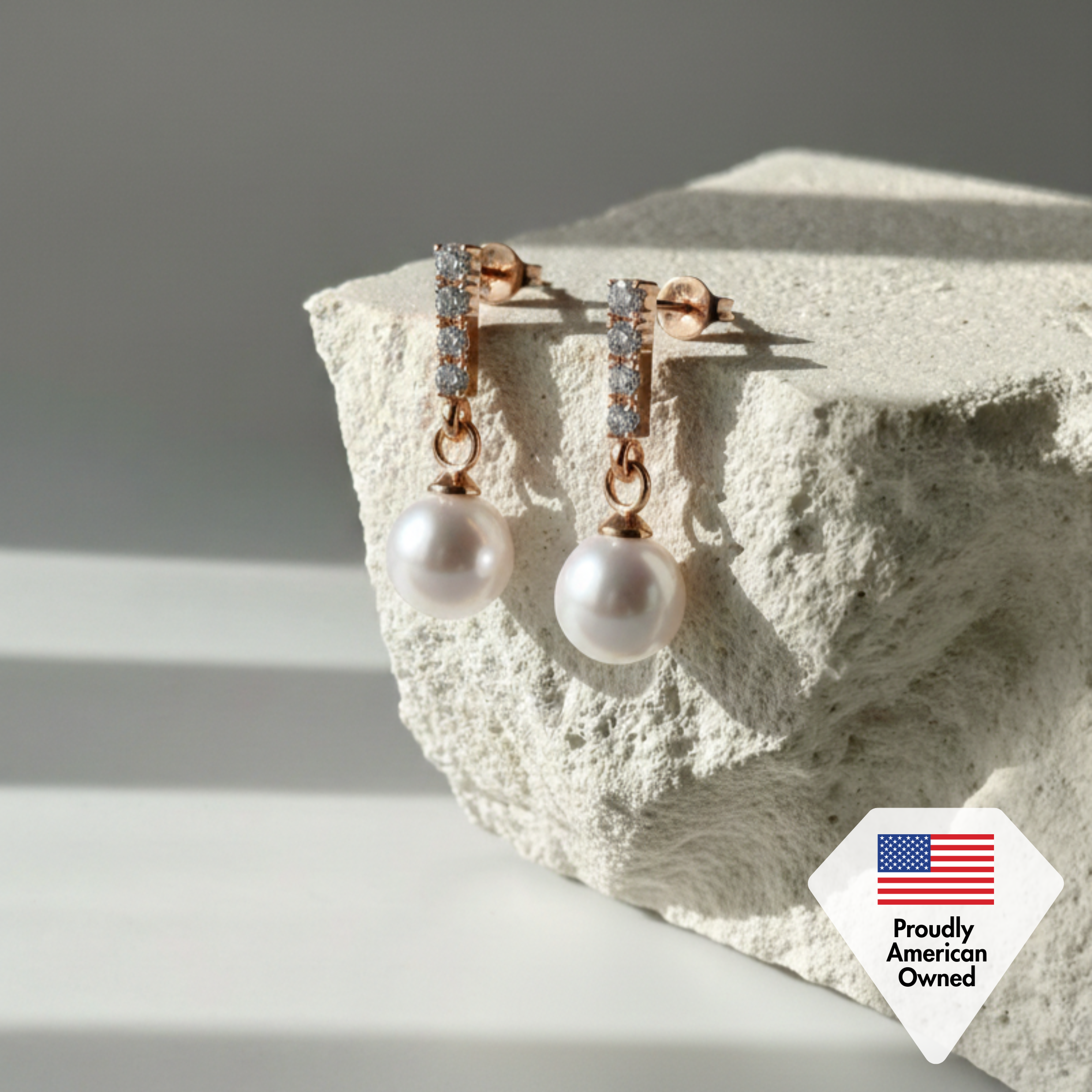 Gabrielle 18k White Gold Plated Pearl Drop Earrings with Swarovski Crystals