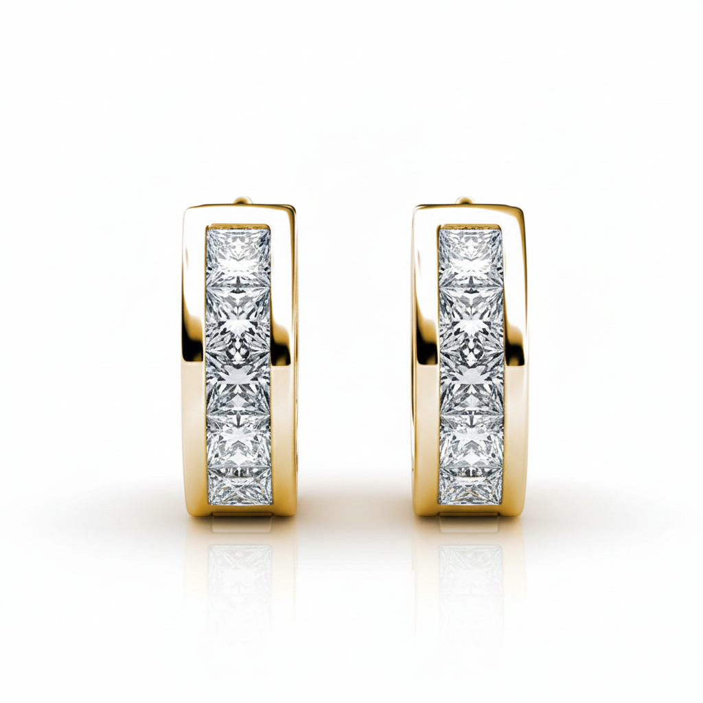 Giselle 18k White Gold Plated 15mm Hoop Crystal Earrings with Swarovski Crystals