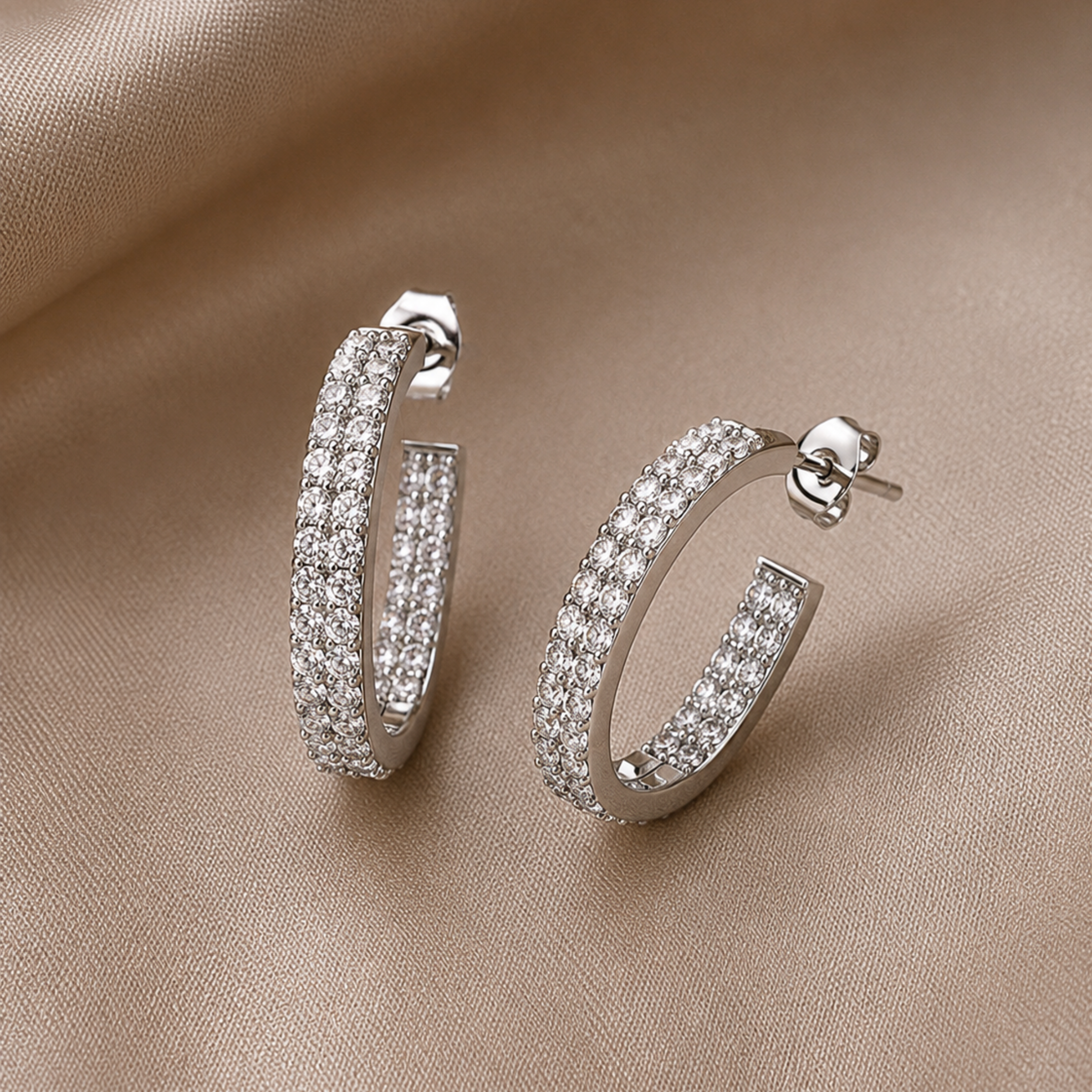 Grace 18k White Gold Plated 19mm Hoop Earrings with Swarovski Crystals - FAB FAV