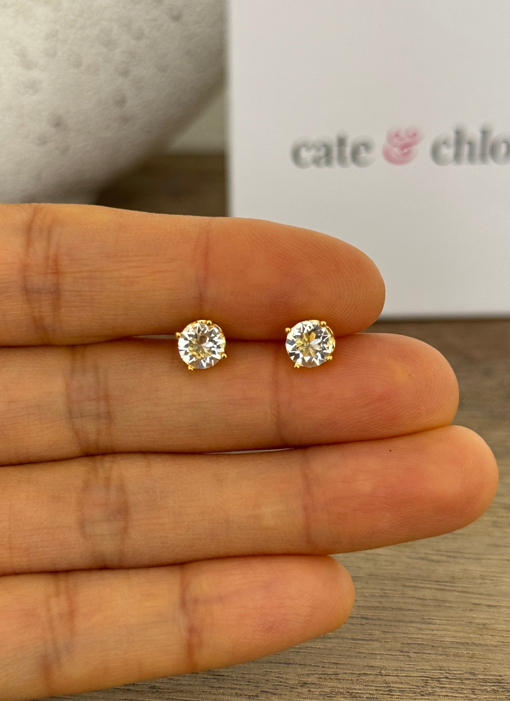 Mallory 18k White Gold Plated Stud Earrings with  Swarovski Crystals