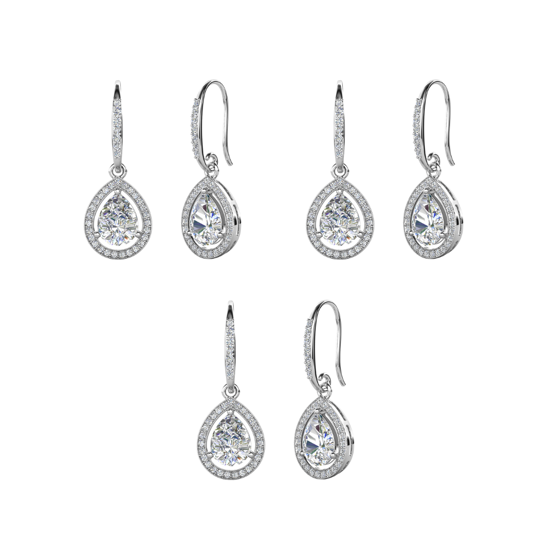 Isabel 18k Gold Plated Dangle Teardrop Earrings with Simulated Diamond Crystals (3 Pair Set)