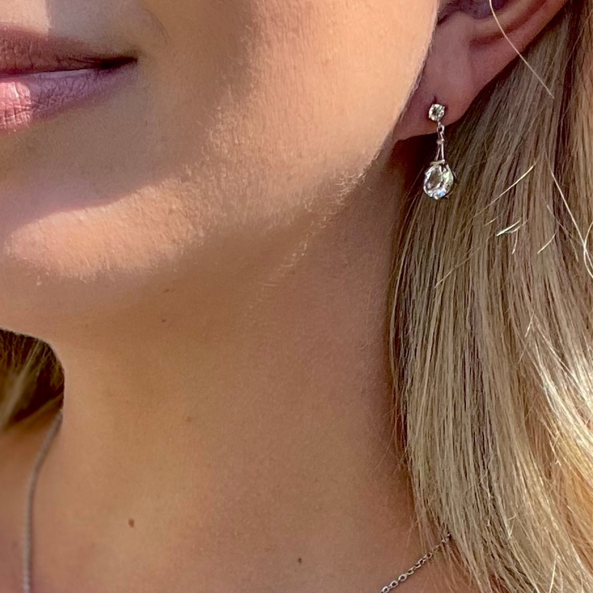 Isla 18k White Gold Plated Dangle Earrings with Round Swarovski Crystals - FAB FAV