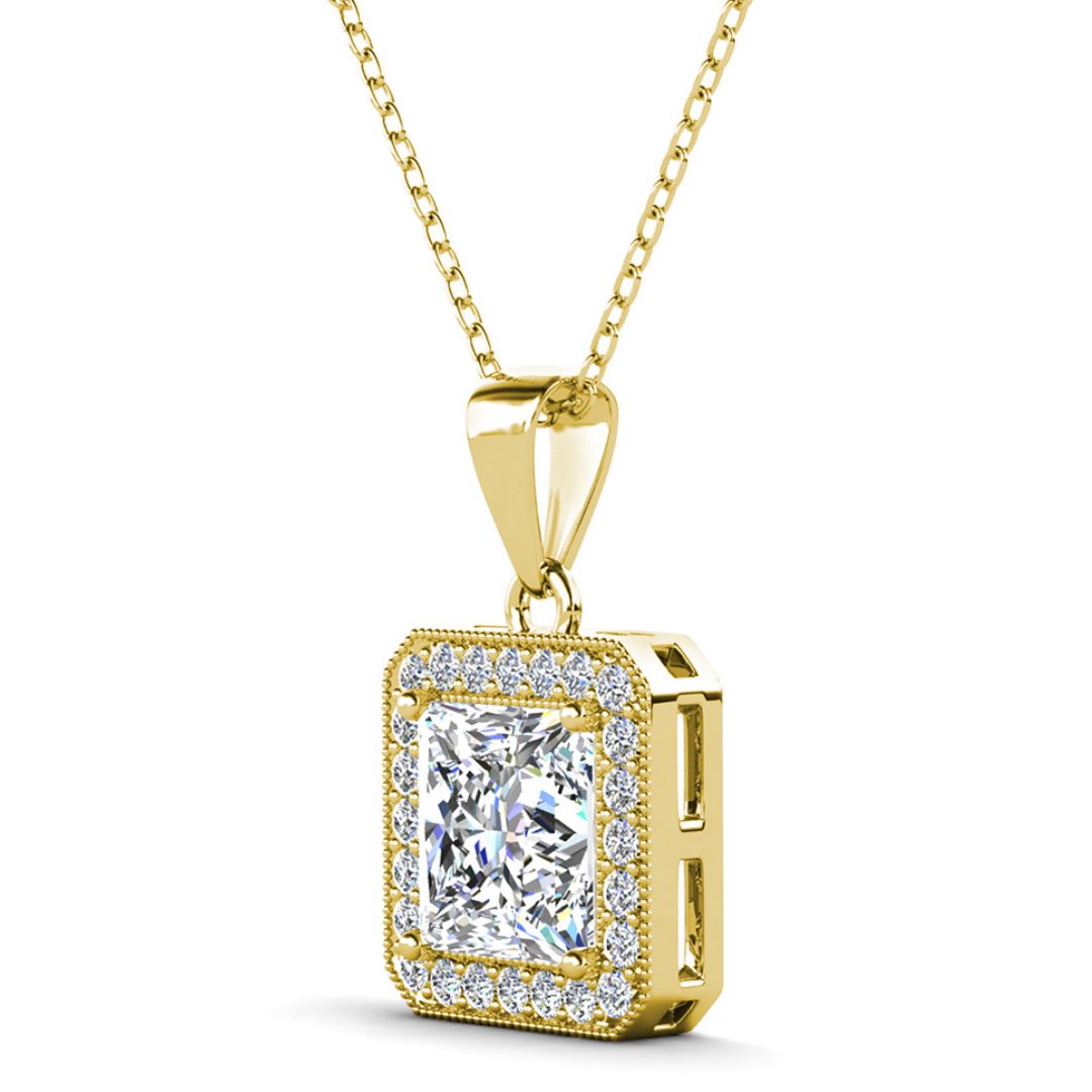 Ivy 18k White Gold Plated Pendant Necklace with Simulated Diamond Crystal