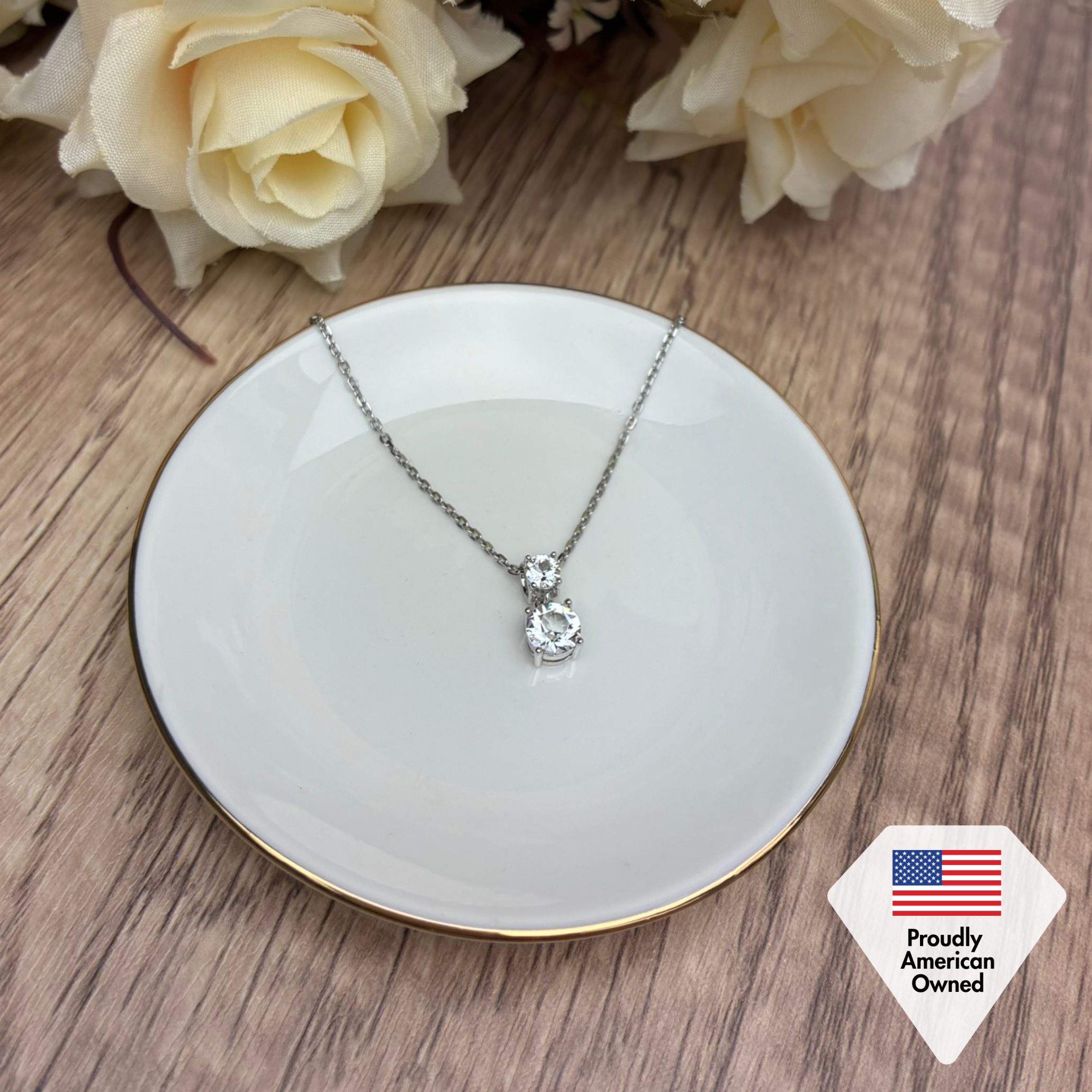 Jasmine 18k White Gold Plated Drop Necklace with Swarovski Crystals