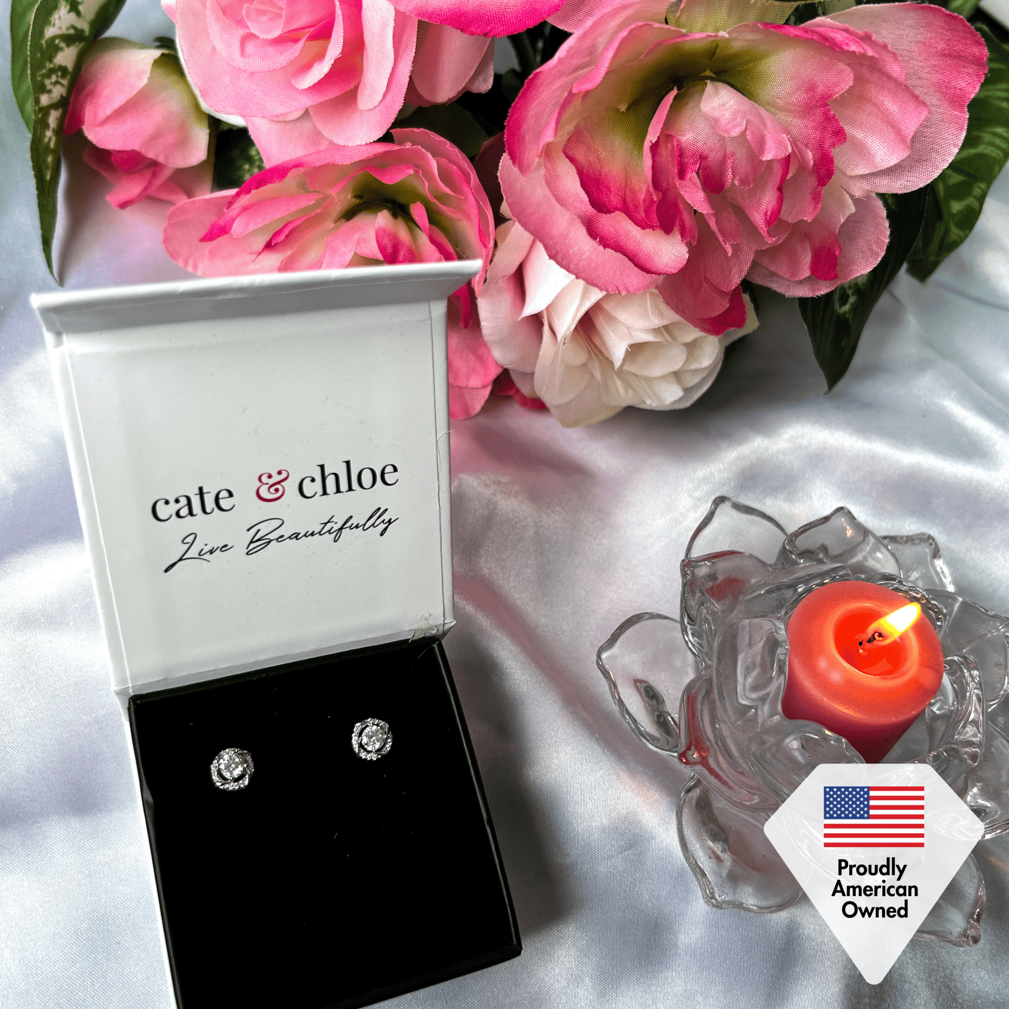 Moissanite by Cate & Chloe Jemma 18k Gold Plated 925 Sterling Silver Stud Earrings 1.12tcw