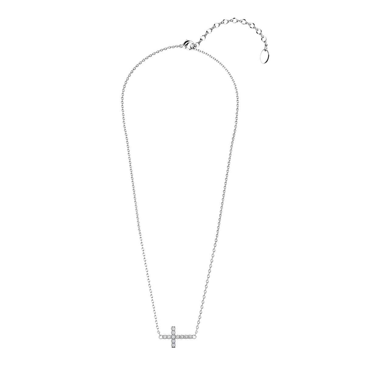 Joy 18k White Gold Plated Cross Pendant Necklace with Swarovski Crystals