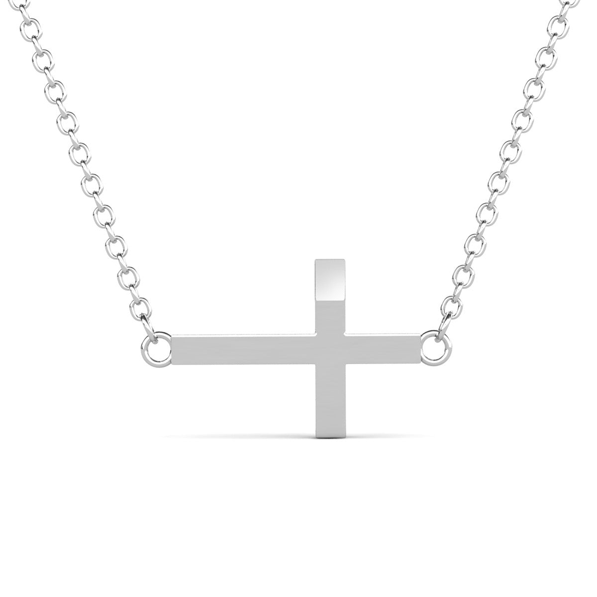 Joy 18k White Gold Plated Cross Pendant Necklace with Swarovski Crystals