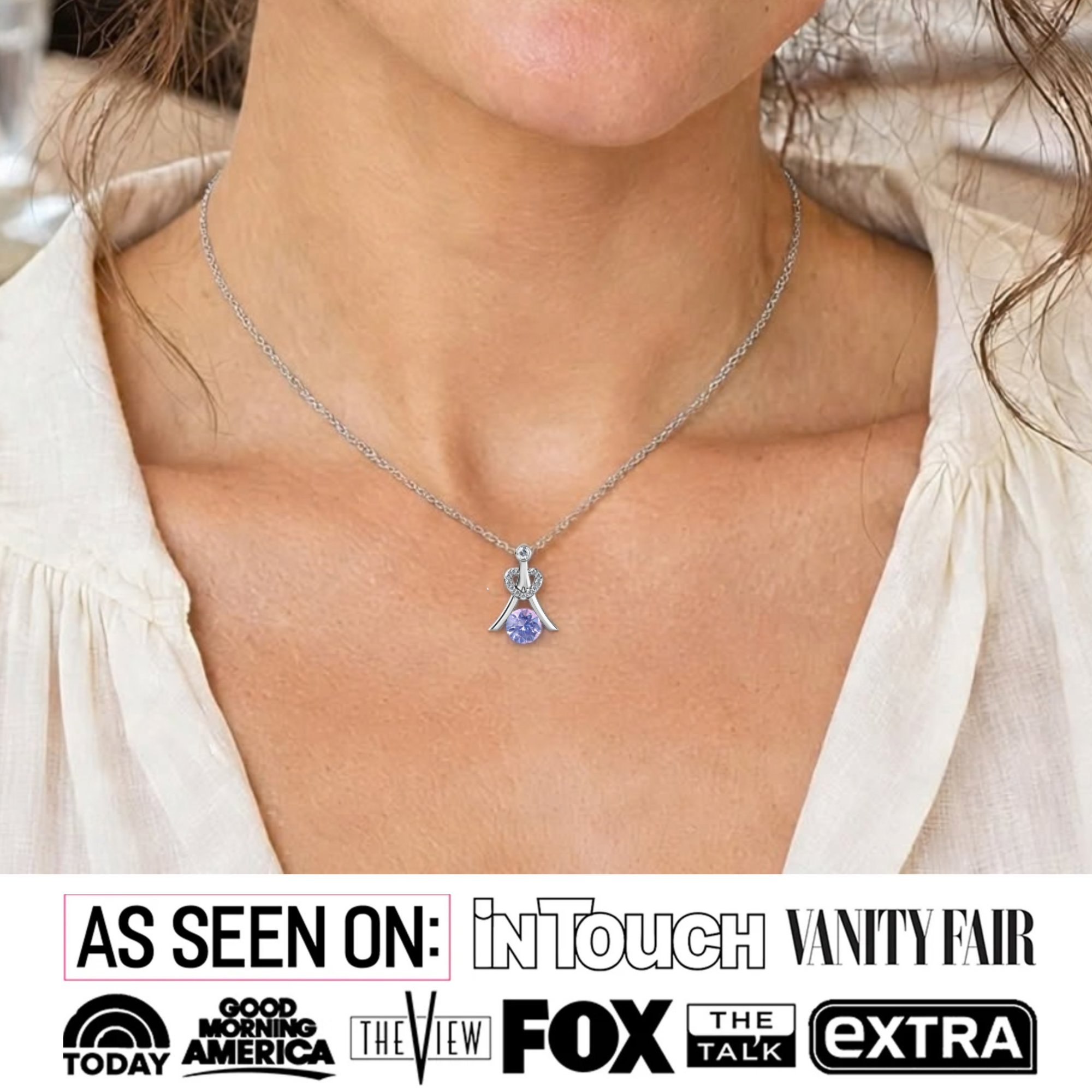 Serenity Birthstone 18k White Gold Plated Necklace with Round Cut Swarovski Crystals