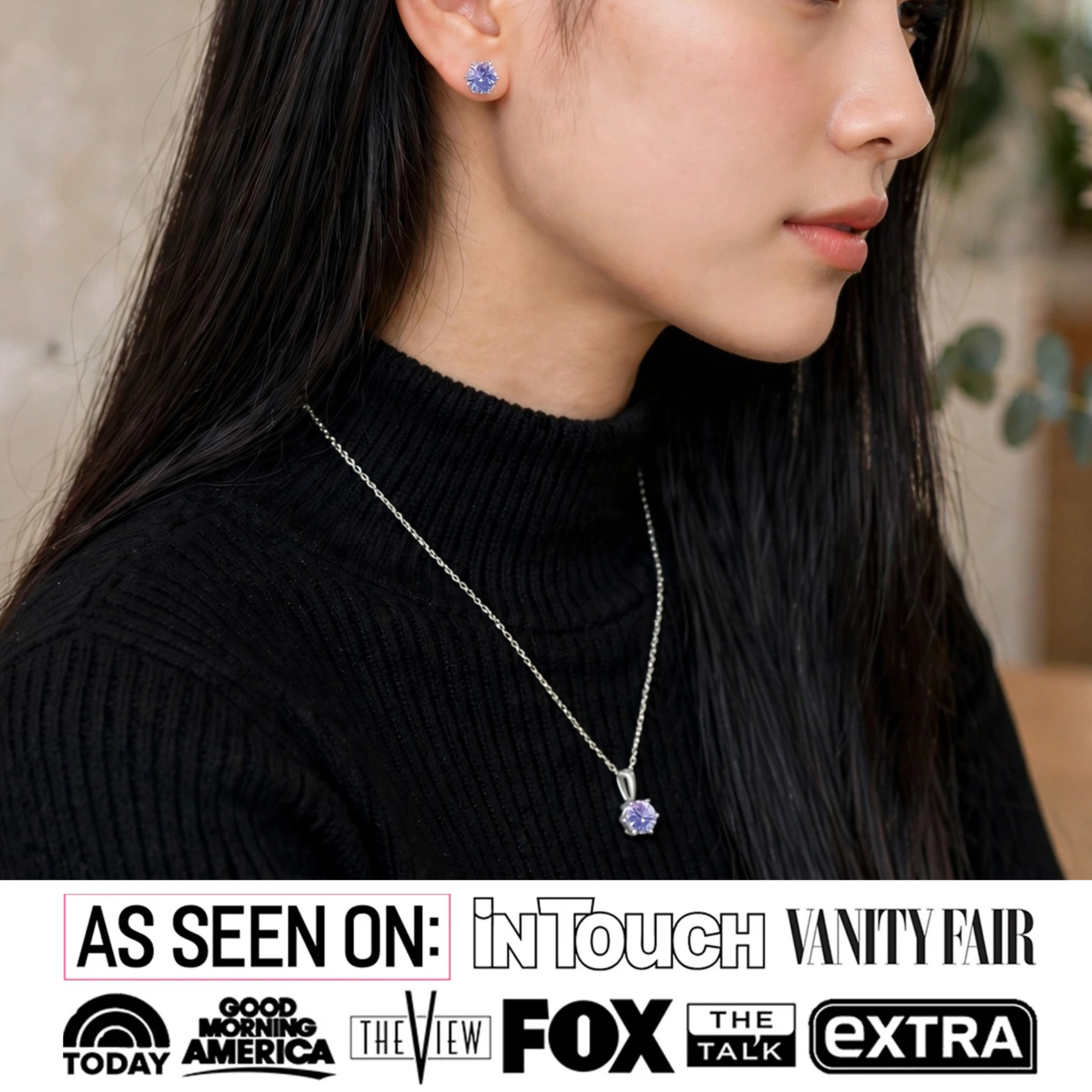 Birthstone 18k White Gold Plated Stud Earrings and Necklace Set with 1ct Swarovski Crystals
