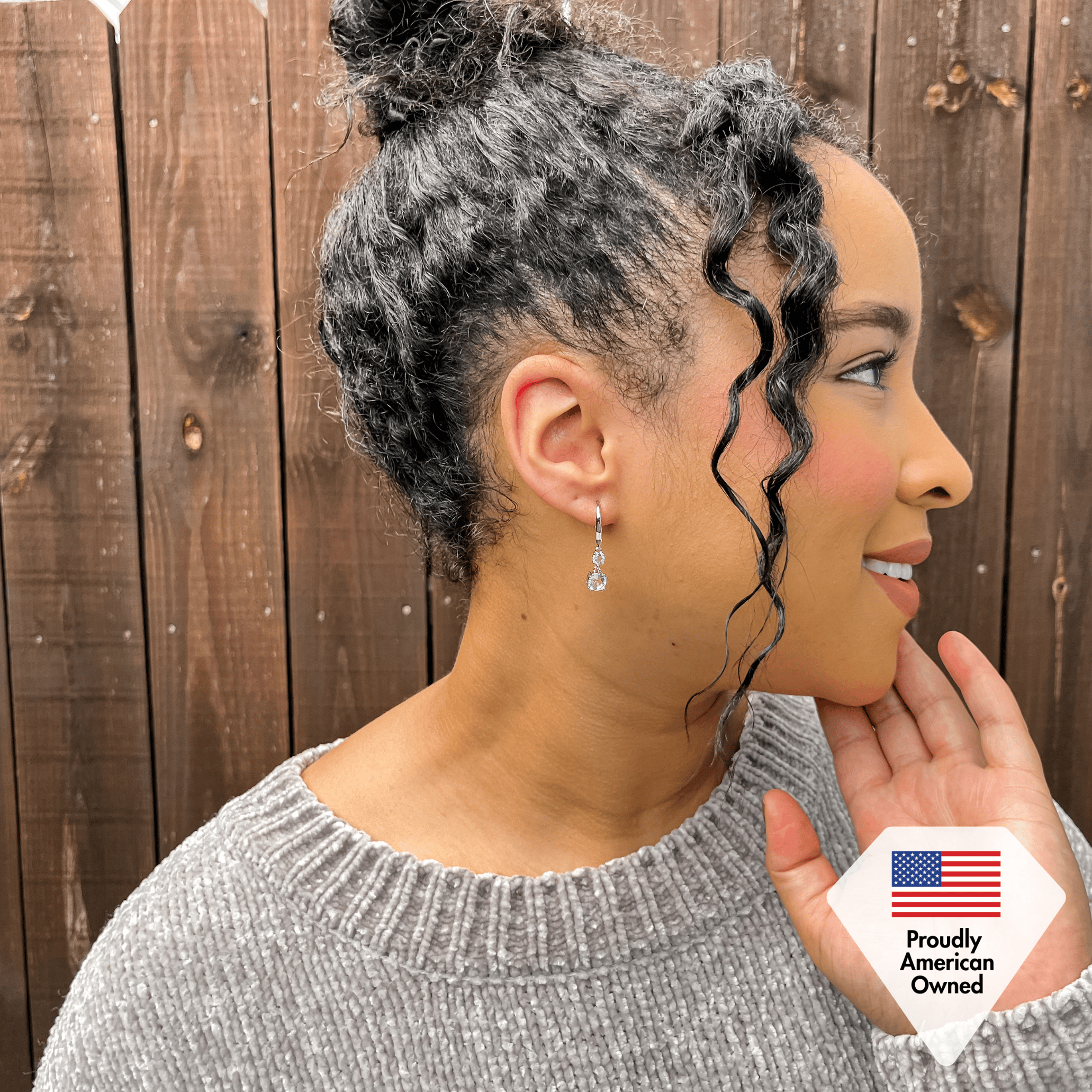 Kadence 18k White Gold Plated Drop Dangle Earrings with Swarovski Crystals