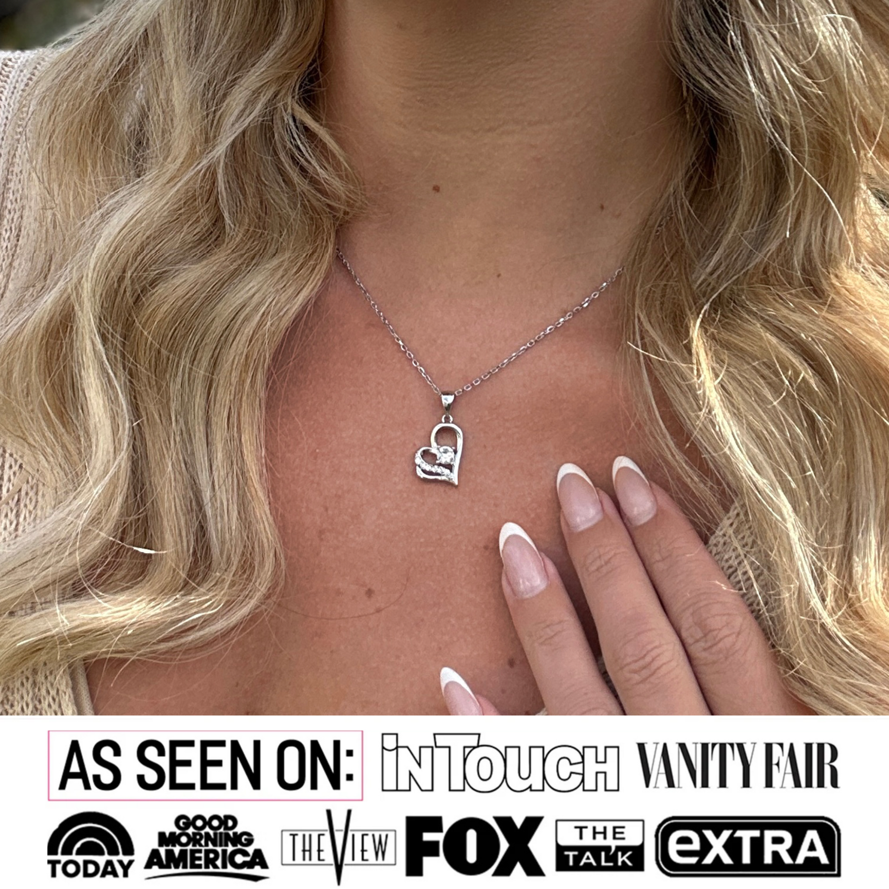 Kara White Gold Plated Silver Heart Necklace
