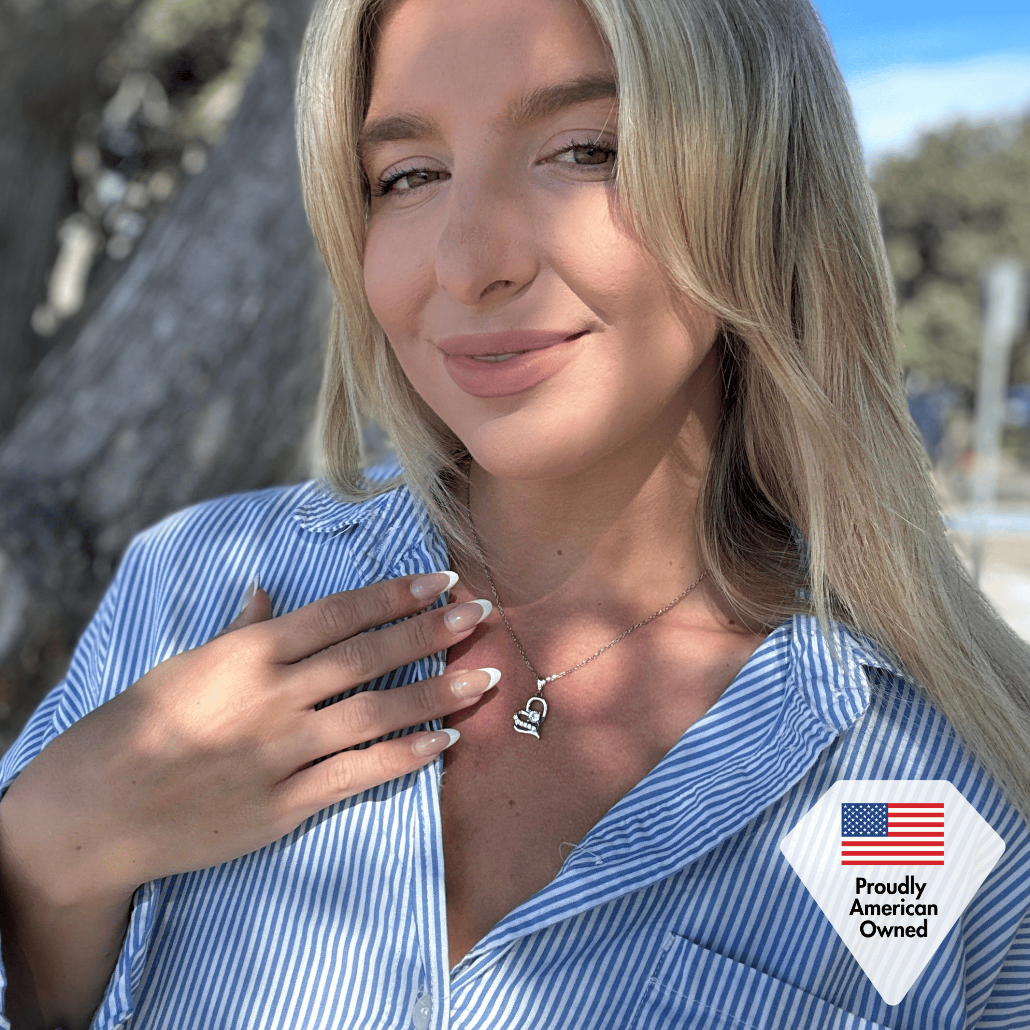 Kara 18k White Gold Plated Silver Heart Necklace with Swarovski Crystals